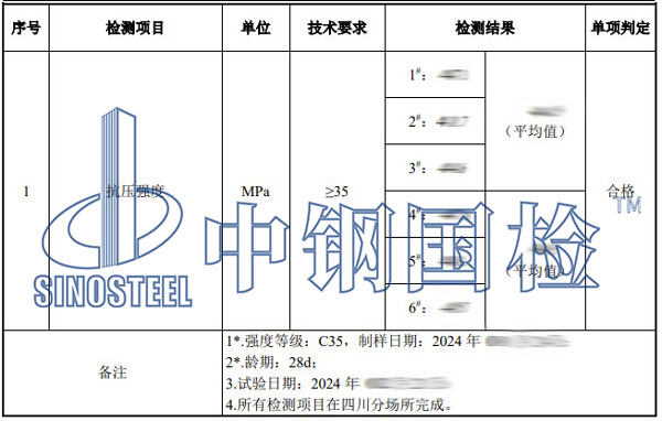 混凝土強度檢測項目結(jié)果